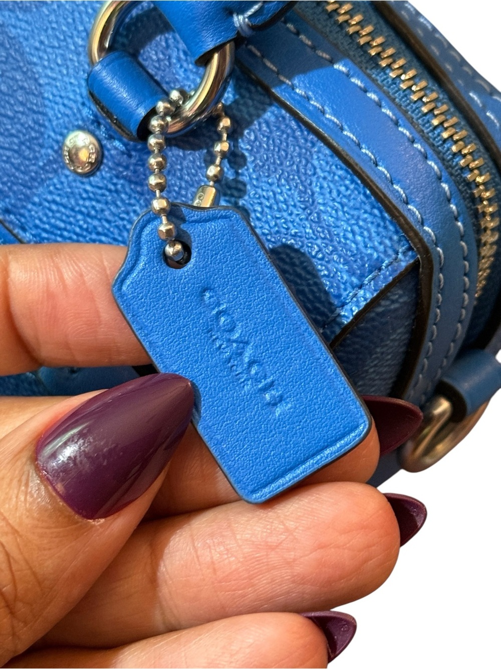 Coach Mini Rowan Crossbody Bag in Bright Blue Signature Canvas (Style C9947) - Picture 13 of 13